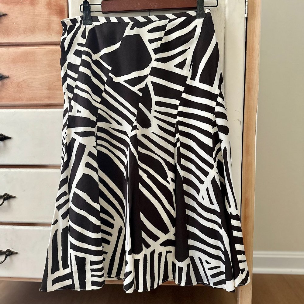 Ellen Tracy 100% Silk Skirt Swing A Printed Animal Safari Striped